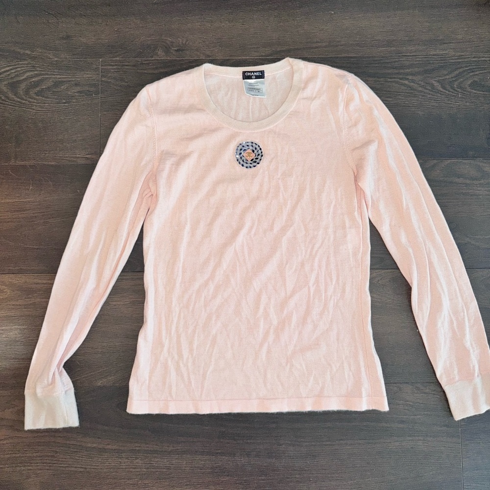 CHANEL Light Pink Cashmere Jumper Sweater 38